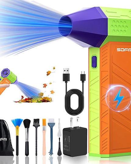 SDFM Compressed Air Duster - Electric Air Duster with Built in Brushless Motor,130,000RPM, 3-Speed Adjustable Air Blower - Suitable for Keyboard, Computer, car, and Home Cleaning (X3) (Max-Colorful)