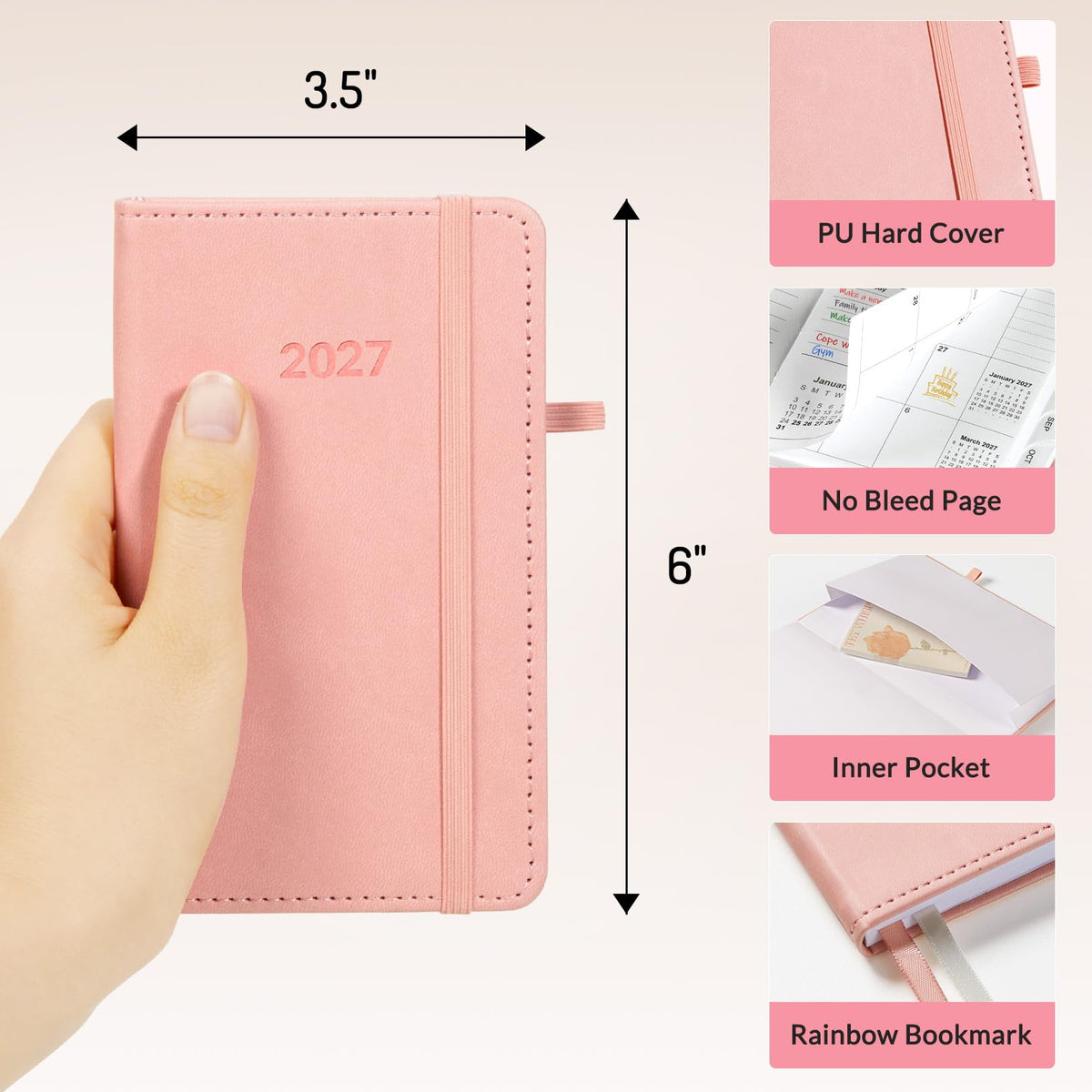 Forvencer Pocket Planner 2027,Small Weekly Monthly Planners for Purse