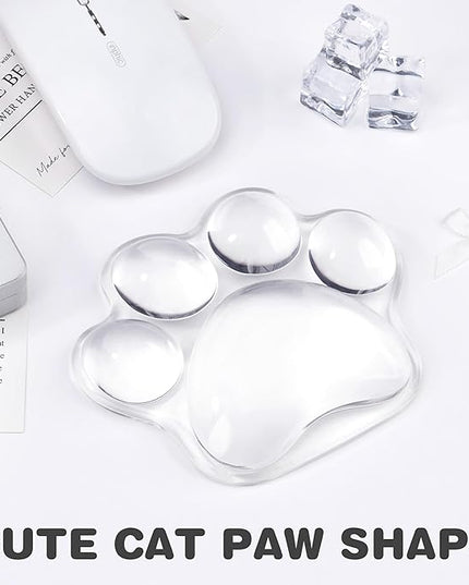 Cat Paw Mouse Wrist Rest-White Clear Silicone Palm Rest Support Pad-Ergonomic and Soft Transparent Wrist Pain Relief for Office Home Desk Computer