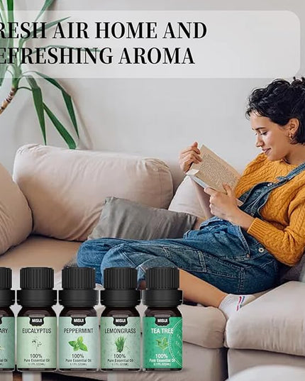 MISIJI Essential Oils Set Top 12 Aromatherapy-Essential Oils for Diffuser for Home,Air Freshening Diffuser Oils Scents for Aromatherapy,Laundry,Candle&Soap Making,Humidifiers 12 X 5ML
