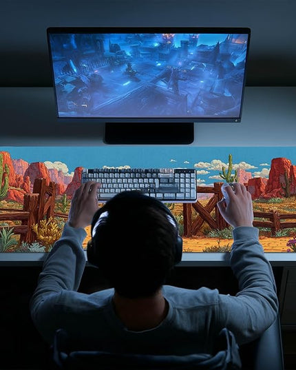 Gaming Mousepad Mouse Pad 31.5 x 11.8 Inch Western Canyon Desert Art Design and Smooth Diatomite Large Keyboard Desktop Mat XL Mouse Pad for Home and Office Desk Accessories