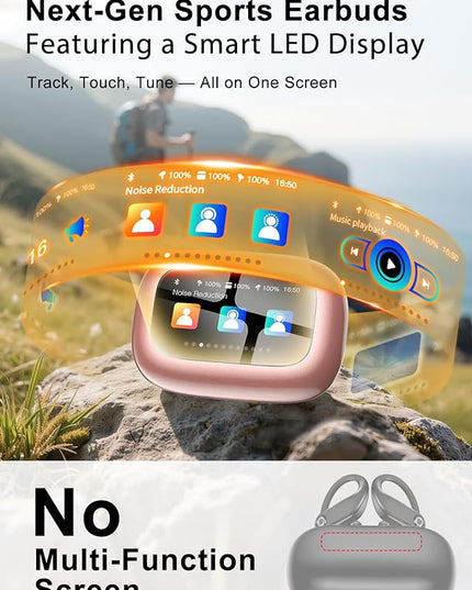 Wireless Earbuds, ENC Noise Cancelling Sport Ear Buds with Touch-Screen Control, IPX7 Waterproof, Bluetooth 5.4 Headphones with Deep Bass Stereo for Running & Workout – Rose Gold