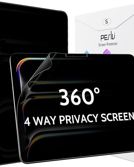 Peslv 360° Privacy Screen for iPad Pro 13 Inch M4/M5 [2024/2025 7th/8th Gen], Anti Glare Blue Light Spy Filter Private Cover, High Sensitive Bubble-Free Easy Install Black Security Protector