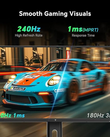 KTC 27 Inch Gaming Monitor 240Hz, FHD 1080p Fast IPS Computer Monitor with Adaptive Sync, HDR, Height Pivot Tilt Adjustable, Vesa Mount, HDMI/DP/USB, H27F7