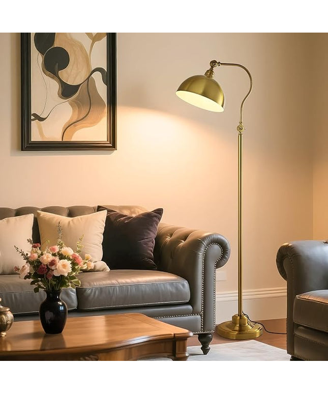 Bright LED Gold Reading Floor Lamp with Remote Control and Bluetooth Dimming,Living Room Bedroom Bedside Office Study Library Adjustable Standing Tall Lights, Unique Modern Brass Home Decor Essentials