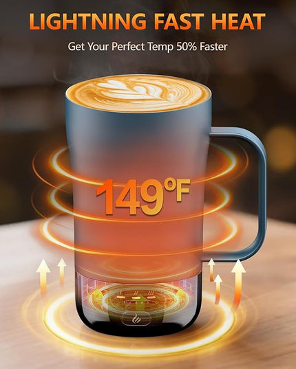 Self-Heating Coffee Mug, 14oz Heated Coffee Mug - Rechargeable Temperature Control Coffee Mug Keep Coffee Hot, Smart Mug Great Gift for Coffee Lovers & Slow Sippers