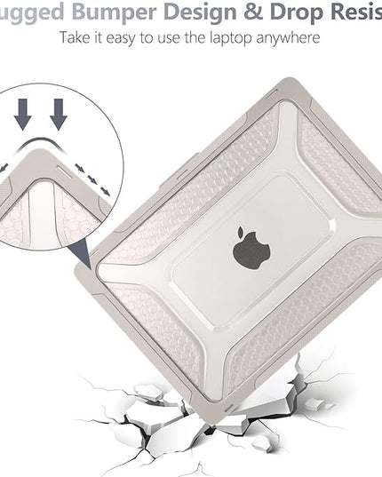 Batianda Extreme Heavy Duty Case for New MacBook Air 13.6 inch 2025 M4 2024 2022 A3240 A3113 A2681 - Anti-Slip Rubberized Stand (Holds 25lbs) Honeycomb Exoskeleton Max Cooling & Stability - Rock Gray