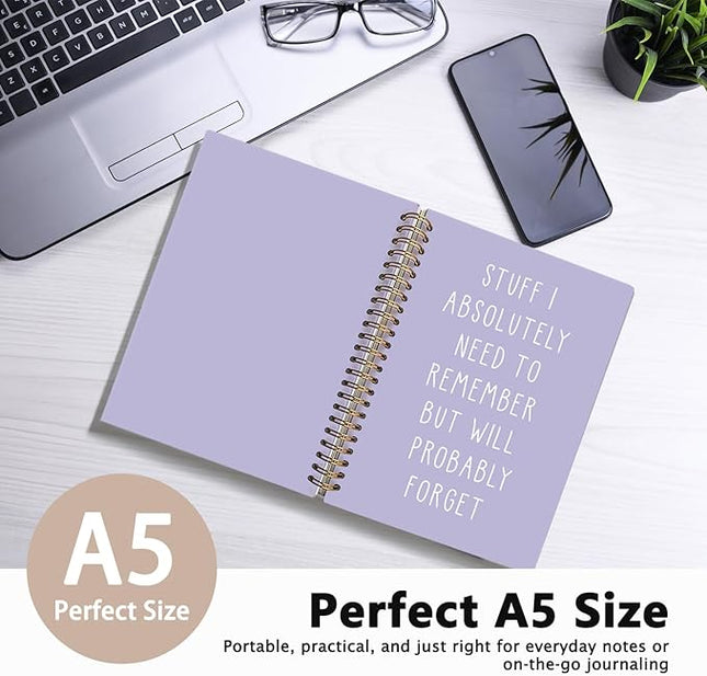 LIANGW Funny Purple Notebooks for Work, Funny Work Gifts for Coworkers & Boss, Coworker Office Gifts for Men Women, Fun Spiral Notebooks Journals for Writing, Funny Office Supplies 5.5x8.3 Inch