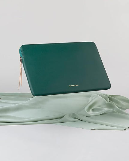 Comfyable Slim Protective Laptop Sleeve 14 Inch Snugly Compatible with MacBook Pro 14-inch M5 M4 M3 M2 M1 Pro/Max 2025, PU Leather Bag Waterproof Cover Notebook Computer Case for Mac, Green