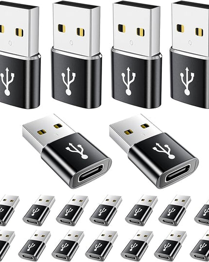USB A to USB C Adapter 20 Pack,USB to USBC Adapter,USBA Male OTG Adapters,Type C Female Converter for iPhone,iPad,MacBook,Samsung Galaxy,Black
