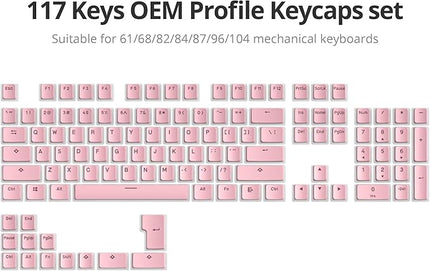 Guffercty kred 117-Key Pink Pudding Keycaps, OEM Profile PBT Anti-Wear Translucent Backlight for Mechanical Keyboard(Pink Pudding)