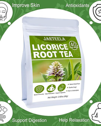 Jarteela - Licorice Tea Bag, 2g x 40 Count - Natural Pure Licorice Root Tea Bags - Non-GMO - Caffeine-free Tea -Support Digestion & Healthy Skin