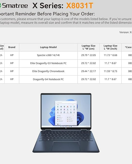 Smatree Hard EVA Protective Sleeve Case Compatible for 13.5 inch HP Dragonfly G4, Elite Dragonfly G3/Chromebook, Spectre x360 14/14t, Anti-Shock and Waterproof Laptop Bag (X8031T)
