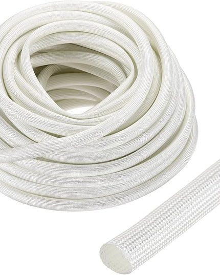 uxcell Insulation Cable Protector,7mm/0.28 Inch-20m/66 Feet High Temp Fiberglass Sleeve White