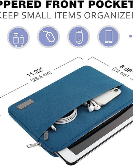 MoKo 9-11 Inch Tablet Sleeve Bag Carrying Case Fits New 11 inch iPad Air M3, iPad A16 2025, iPad Pro 11 M4/Air M2, iPad Air 5/4/3th, iPad 10/9/8/7th, Peacock Blue
