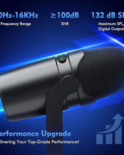 Dynamic Microphone, XLR/USB Podcast Recording Pc Microphone for Streaming Voice, Gaming Microphone with Mute, Headphone Jack, Monitoring Volume Control