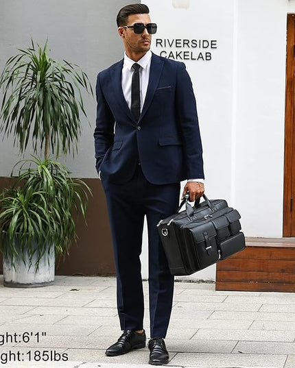 TIDING Full Grain Leather Briefcase For Men 17 Inch Laptop Case Business Travel Office Messenger Shoulder Bag