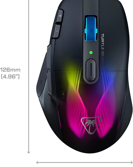 Turtle Beach Kone XP Air Wireless RGB Gaming Mouse, 19000 DPI Optical Sensor, 100-hour Rechargeable Battery & Charging Dock, 29 Programmable Inputs, Ergonomic Design, Bluetooth, 4D Wheel – Black