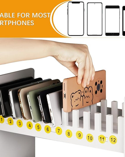 Cell Phone Holder Classroom Cell Phone Storage 3-Tier Multiple Cell Phone Stand Rack with 1-36 Number Stickers PVC Board Mobile Phone Holder Desktop Organizer for Classroom Office