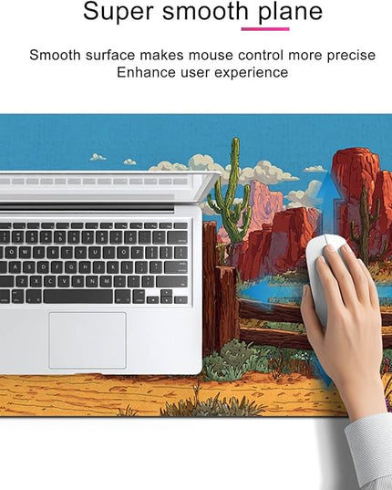 Gaming Mousepad Mouse Pad 31.5 x 11.8 Inch Western Canyon Desert Art Design and Smooth Diatomite Large Keyboard Desktop Mat XL Mouse Pad for Home and Office Desk Accessories