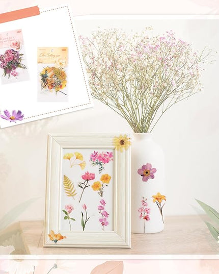 80 Pieces Natural Scrapbooking Stickers, Self-Adhesive Flower Stickers for Scrapbooking Supplies Journal for DIY Craft, Planners, Journal, Notebook Card