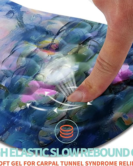 Ergonomic Mouse Pad Wrist Support with Memory Foam Massage Bulge, Carpal Tunnel Pain Relief Mousepad Wrist Rest for Mouse(12x8 inch, Lotus Pond)