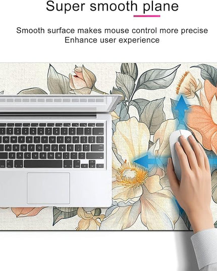 Floral XL Mouse Pad 31.5 x 11.8 Inch Gaming Mousepad Diatomite Large Keyboard Mouse Pad for Home and Office Desk Accessories with Elegant Botanical Bloom Artwork