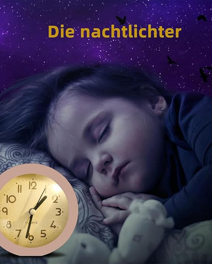 Alarm Clock with Backlight, 4 Inches Cute Analog Round Digital Quartz Clock, Non Ticking, Battery Operated ,Frosted Texture, Simply Design for Living Room, Bedroom ,Bedside, Desk Decorative(Pink)