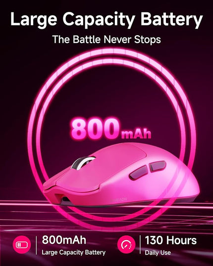 EWEADN X23Pro Wireless Gaming Mouse, PAW3311 Sensor, 49g Lightweight Mouse, 12000 DPI, 2.4G/BT5.0/USB-C Rechargeable Wireless Mouses with 6 Programmable Buttons for Laptop/PC/Mac, Pink