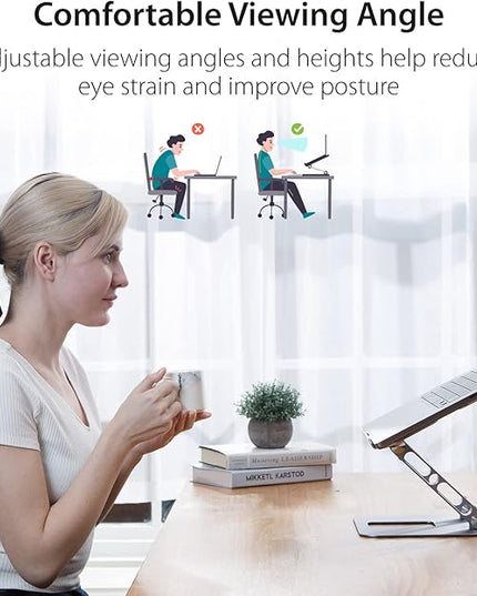 j5create Multi-Angle Aluminum Laptop Stand, Ergonomic Notebook Riser, Suitable for MacBook, Dell, HP, Lenovo, Fits Most laptops up to 16" (JTS127)