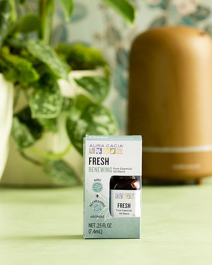 Aura Cacia Fresh Essential Oil Blend, Boxed 0.25 fl. oz. - Light Aroma, No Synthetic Fragrances