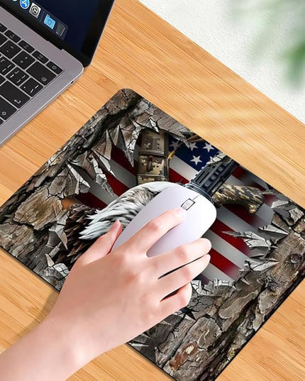 American Flag Eagle rip Oak camo (2) Square Mouse pad, Texture, Waterproof, Anti Slip Rubber Base, Computer Mouse pad, Laptop Mouse pad
