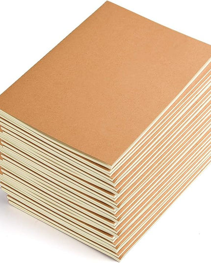 Coopay 24 Pack Journal Notebooks Kraft Brown Cover Dot Grid Bullet Notebooks for Travelers Office Home School Business, A5 Size - 8.3 x 5.5 Inches, 60 Pages