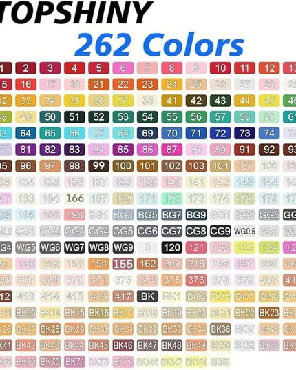 Alcohol Markers 262 Colors Drawing Pens Set Dual Tip Permanent Art Markers for Kids and Adult Gifts -262 Black shell Refillable