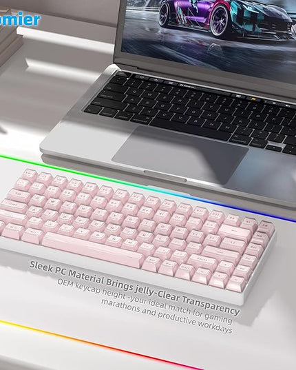 Womier Pink Jelly Keycaps, Mechanical Keyboard for keycaps Set, OEM Profile Key Cap, 113-Key Cute Custom Keycaps for 60%,75%,100% Mechanical Keyboards with Cherry/Gateron MX Switches