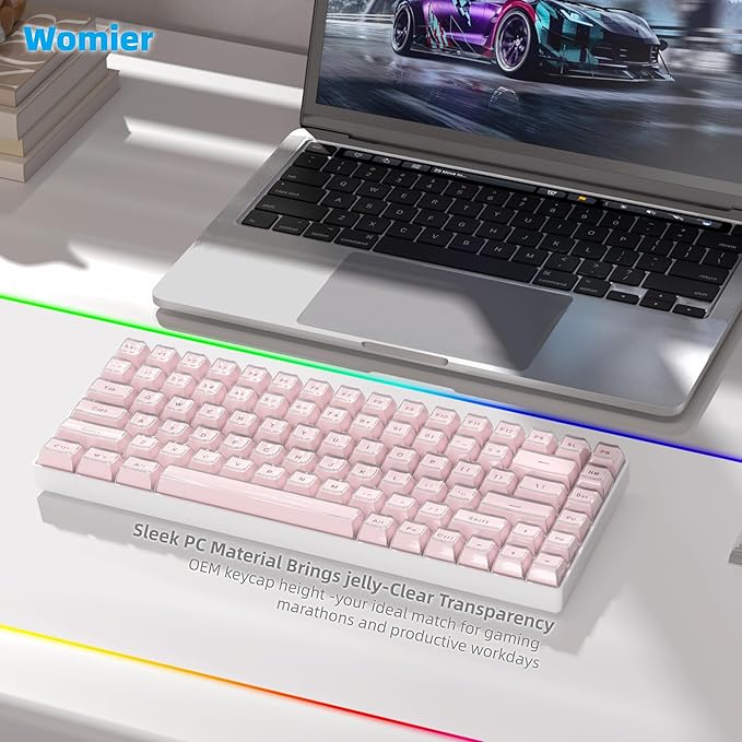 Womier Pink Jelly Keycaps, Mechanical Keyboard for keycaps Set, OEM Profile Key Cap, 113-Key Cute Custom Keycaps for 60%,75%,100% Mechanical Keyboards with Cherry/Gateron MX Switches