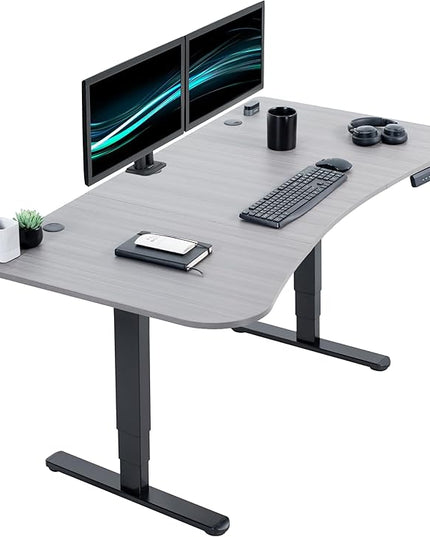 VIVO Electric 63 x 32 in Dual Motor Standing Desk, Memory Height Adjustment, 2B Series, Dark Gray Top Black Frame, DESK-KIT-2B1G