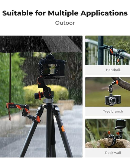 K&F CONCEPT Double Super Clamp Camera Mount with 1/4" Threads Metal Clamp for Chair, Pole, Tripod, Desk, Flag, Umbrella, Motorcycle Mount