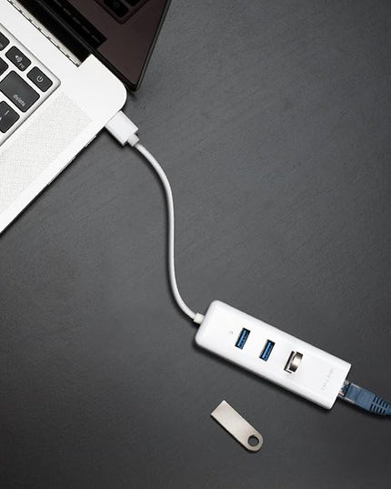 TP-Link USB 3.0 to Ethernet Adapter (UE330) - Portable 3-Port USB Hub with 1 Gigabit RJ45 Ethernet Port, Laptop Network Adapter, Supports Win 7/8/8.1/10, Mac OS X (10.6-10.14), Linux OS and Chrome OS