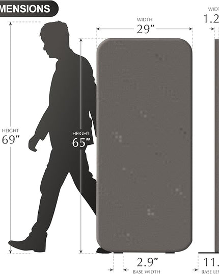 DECOLAB Standing Room Divider Panel, Portable Room Separation Partition for Home, Studio, Classroom, Resraurant, Scratch Resistance, 29"x65", Rock