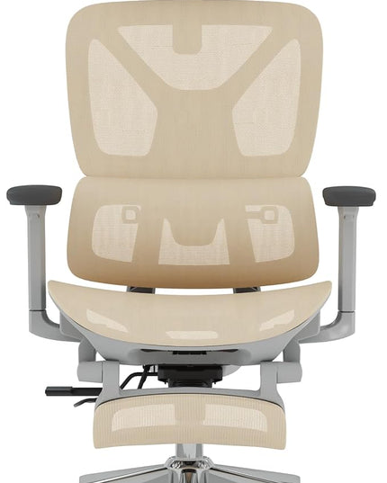FLEXISPOT ErgoX Premium Ergonomic Office Chair with Footrest- Adjustable 3D Armrests, Dynamic Lumbar Support, Recline & Tilt Function, Mesh Seat, for Home & Office Use,Cream