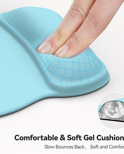 TECKNET Gel Mouse Pad with Wrist Rest, Ergonomic Office Mousepad with Wrist Support - Non-Slip & Smooth Surface Comfortable Desk Accessories Mat for Office, Gaming and Study - LT.Blue