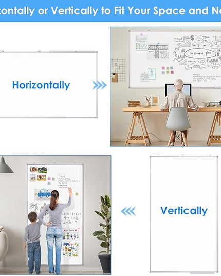 Dry Erase Board 72 x 40 Inch, Large Magnetic White Board for Wall, Maxtek Aluminum Frame Erase Board Presentation Wall-Mounted Marker Board with a Long Pen Tray for Classroom, Office & Home