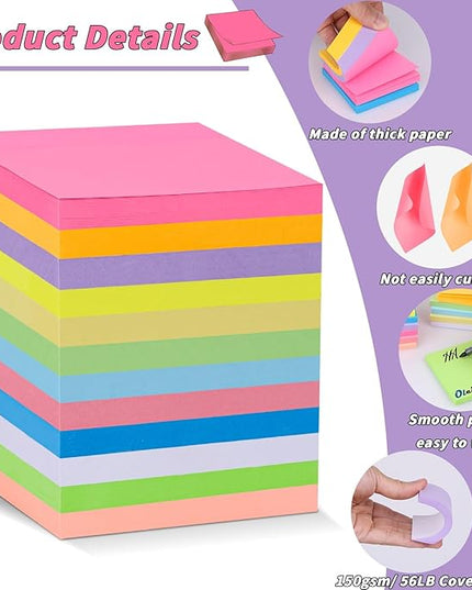 60 PCS Sticky Notes Bulk 3x3 Inch Colorful Sticky Notes 75 Sheets/Pad 12 Colors, Adhesive Sticking Self-Stick Multicolor Memo Note Pads for Teacher Student School Office Meeting Blank Desk Pads
