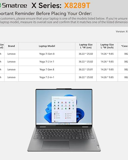 Smatree Hard EVA Protective Sleeve Case Compatible for 16 inch Lenovo Yoga 7i/7 2-in-1, for 16 inch Lenovo Yoga 7i/7 Gen 8, Anti-Shock and Waterproof Laptop Case (X8289T)