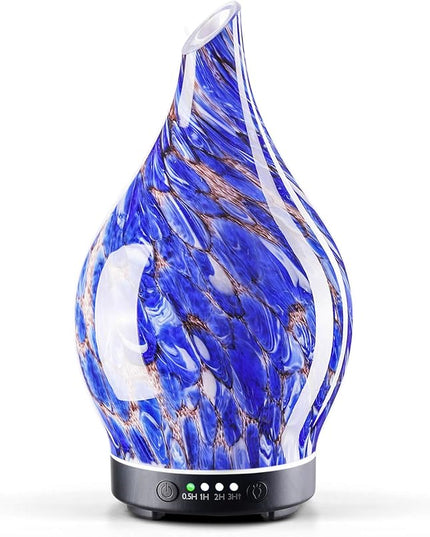 Porseme 150ml Essential Oil Diffuser Glass Color Changing Aroma Air Diffusers Aromatherapy Ultrasonic Cool Mist Humidifier 6 Running Hours Waterless Auto-Off for Sleeping Yoga Office Spa (Deep Blue)