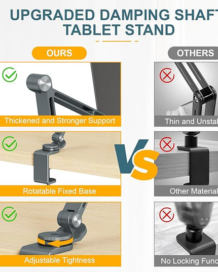 Houele Tablet Stand Holder, Adjustable Foldable Tablet Arm iPad Desk Mount with 360°Rotate Base, Phone Holder iPad Stand for Desk and Bed, Compatible with Tablets, Phones or Other 4-15.6" Device