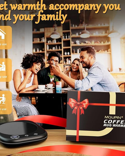 Mug Warmer Upgraded,Coffee Mug Warmer for Desk LEDs Light 3 Temp Settings (113-167°F) 1-12H Timer 4 H Auto Shut Off Beverage Cup Candle Warmer for Coffee Tea Milk(Black)