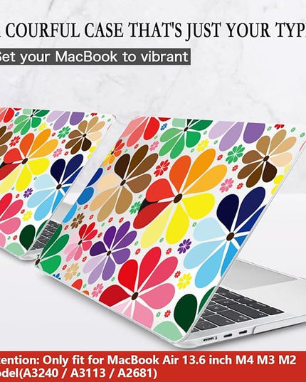 CISSOOK Compatible with MacBook Air 13.6 inch Case 2025 2024 2023 2022 Release A3240 A3113 A2681, Plastic Hard Shell Case Keyboard Cover Set for MacBook Air 13 inch M2 M3 M4, Colorful Floral