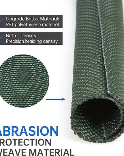 YOUBO Split Braided Cable Sleeve，Flexible Wire Loom Tubing, Automotive Cord Protector Pet Proof, Cable Management for Computer TV Electric Wires Harness 16ft (Dark Green, 5mm（3/16")